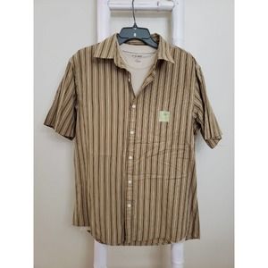 Sonoma Shirt Set 2Pc Sz Medium Tan Striped Button up and Beige T-shirt NEW